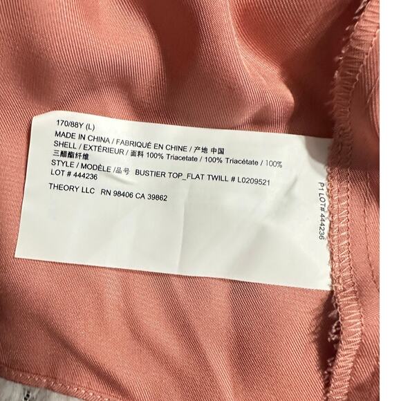 Theory Smocked Blouse Women's Large Pink Salmon Strappy Sleeveless Pullover - Picture 4 of 7